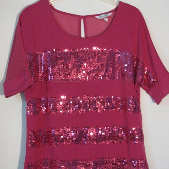 *Speechless Sequin Top Small Pink with Semi Sheer Detail on Back - Picture 1 of 4